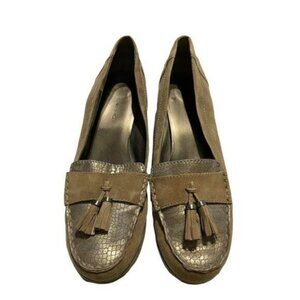 Bandolino Womens Brown Leather & Suede Tassel Loafers Size 11